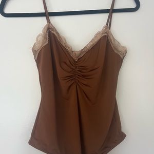 Brown Vintage lace bodysuit top